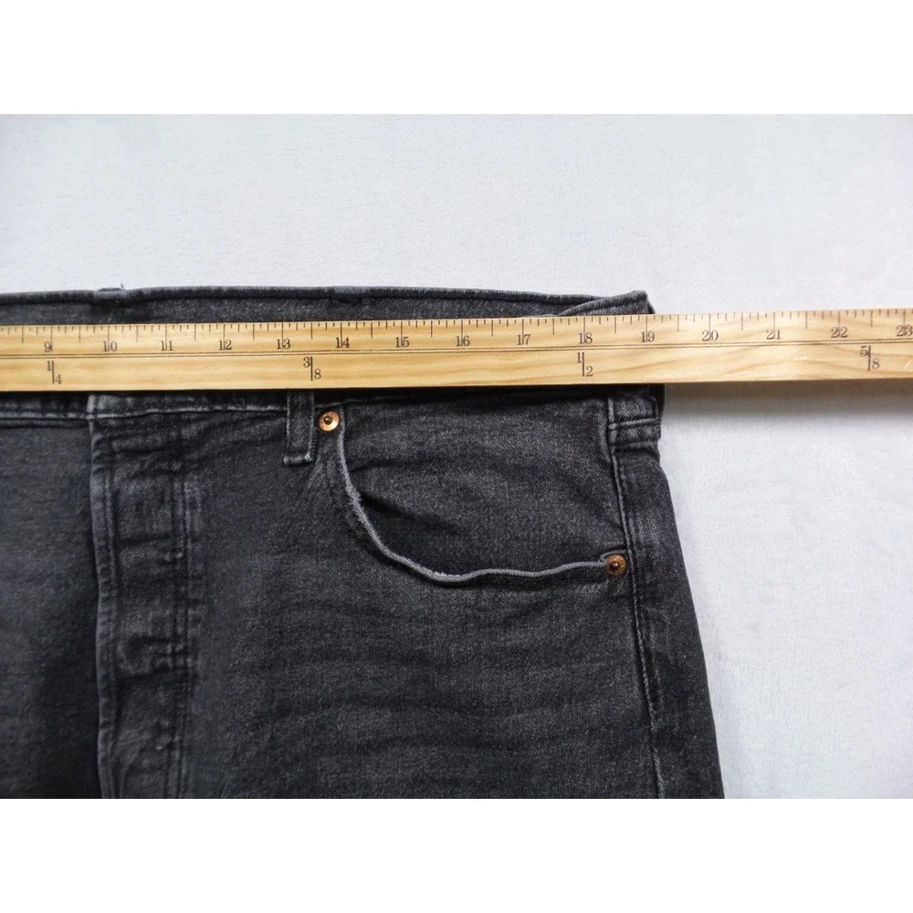 Levis Jeans‎ Mens Size 38 x 30 Gray Denim 501 Button Fly Straight Leg Stretch